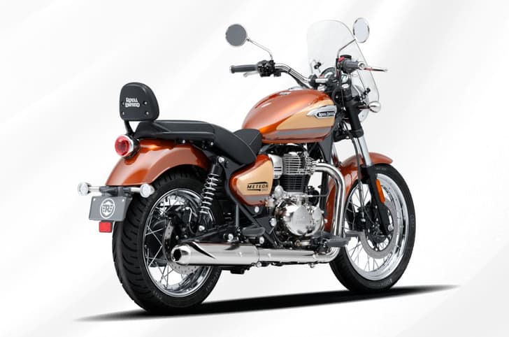 Royal Enfield Meteor 350 Sundowner Orange rear right three quarter