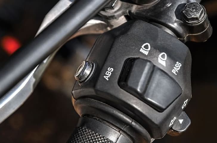 The bike gets switchable ABS that you can toggle via a button on the switchgear. 