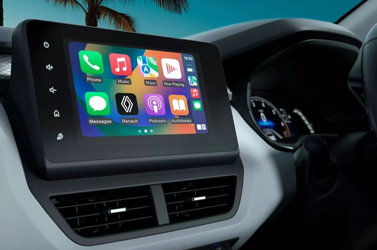 The Renault Kiger gets an 8-inch touchscreen that supports wireless Android Auto and Apple CarPlay.