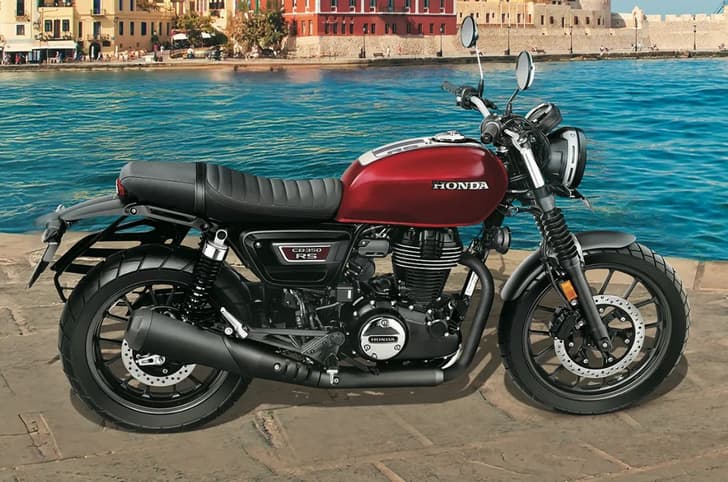 Honda CB350RS in red right side profile