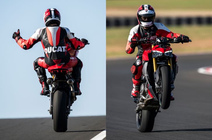 Ducati Streetfighter V2 wheelie shot