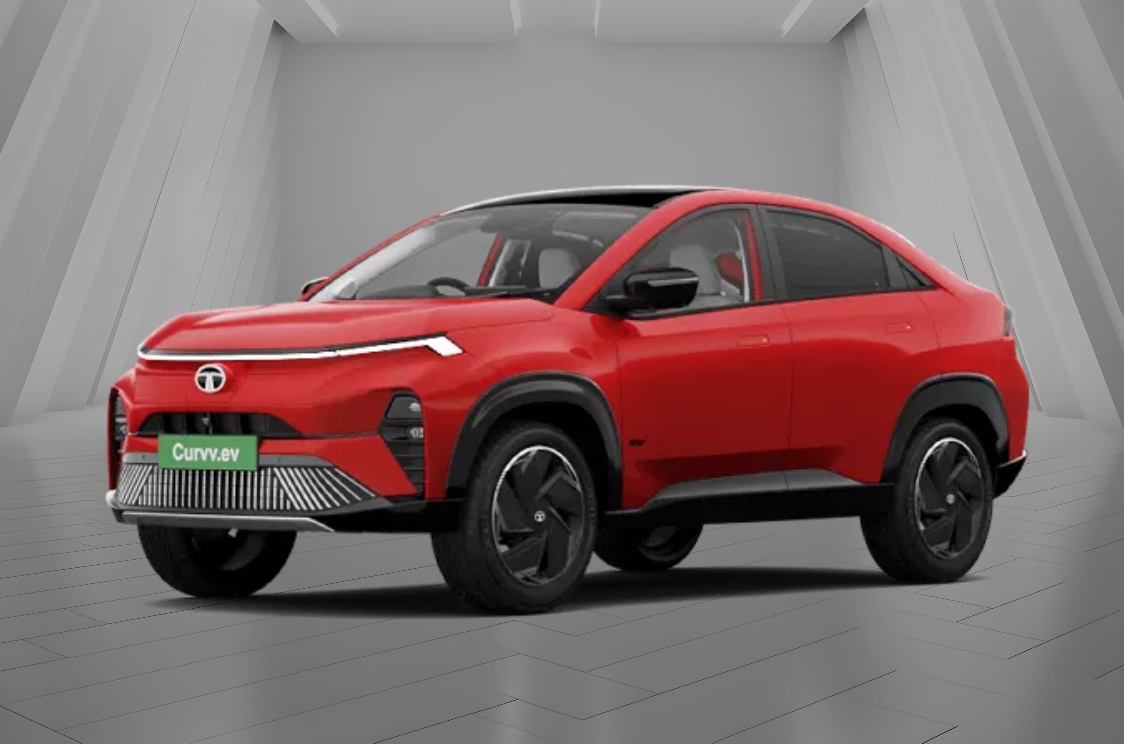 Tata Curvv EV in Flame Red colour.