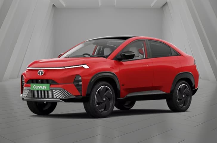 Tata Curvv EV in Flame Red colour.