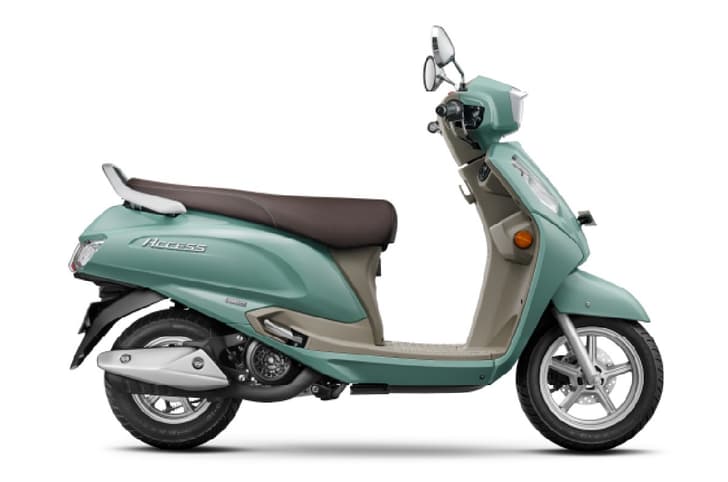 Suzuki Access green right side profile static in studio