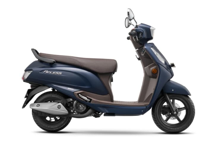 Suzuki Access dark blue right side profile static in studio