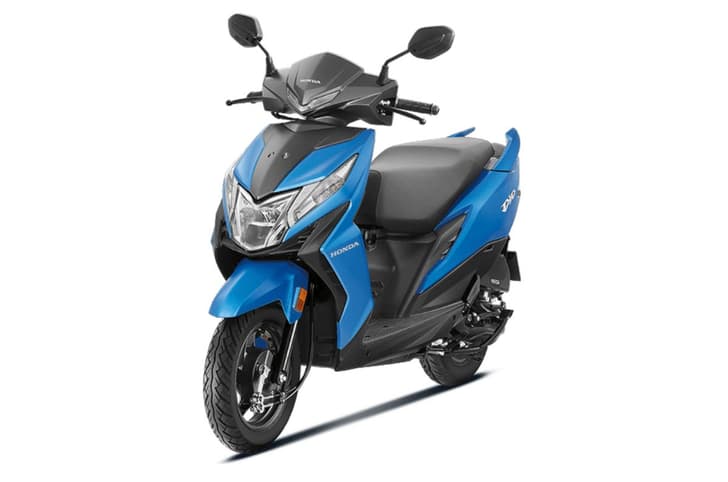 Honda Dio 110 left front three quarter blue