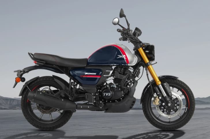 TVS Ronin side profile blue with silver