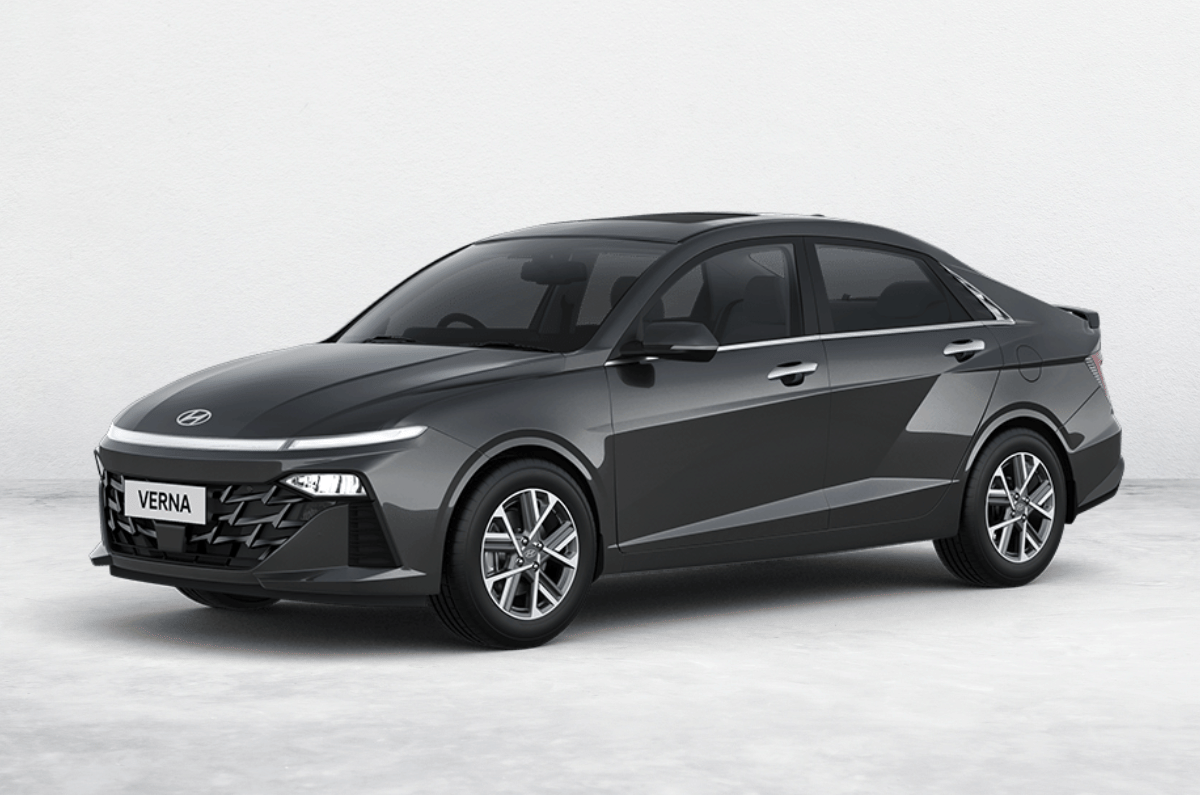 Hyundai Verna in Titan Grey color.