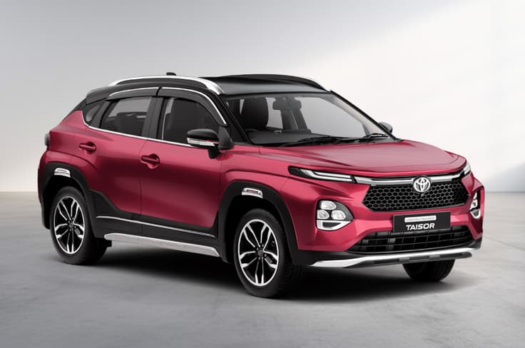 Toyota Taisor sportin red with black roof dual tone exterior colour Toyota Taisor sportin red with black roof dual tone exterior colour