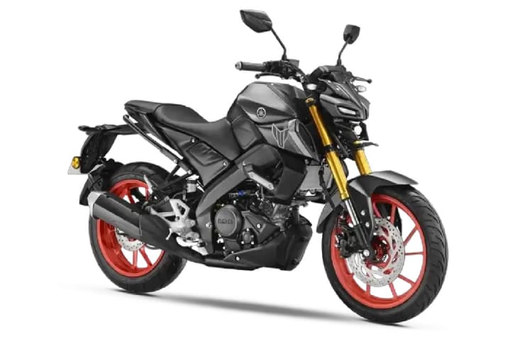 It is offered in five colour options across its two variants. Yamaha MT-15 Metallic Black DLX colour front right side static in studio