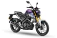 Its powered by the same 155cc, liquid-cooled engine making the same 18.4hp and 14.2Nm of torque. Yamaha MT-15 Vivid Violet Metallic DLX colour front right side static in studio