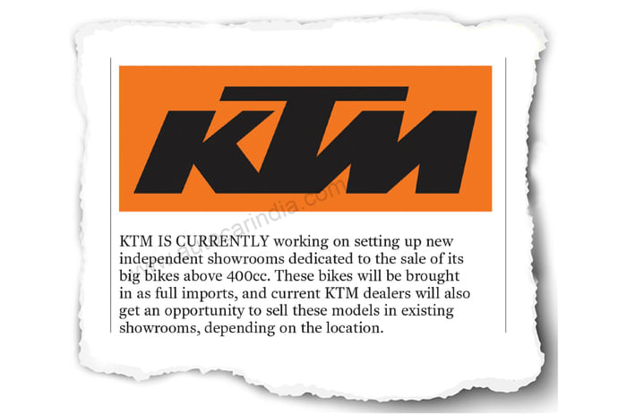 KTM to sell big bikes in India via exclusive showrooms