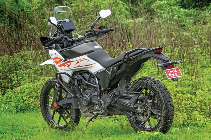 KTM 250 Adventure left rear static in field KTM 250 Adventure left rear static in field