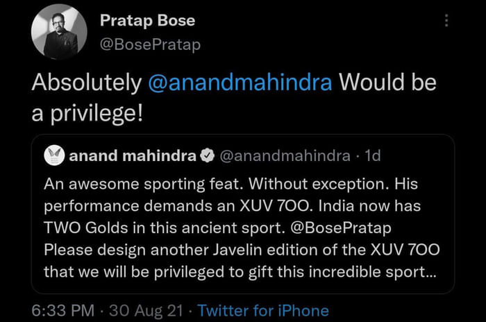 Mahindra confirms XUV700 Javelin edition for India's Olympic, Paralympic gold medallists