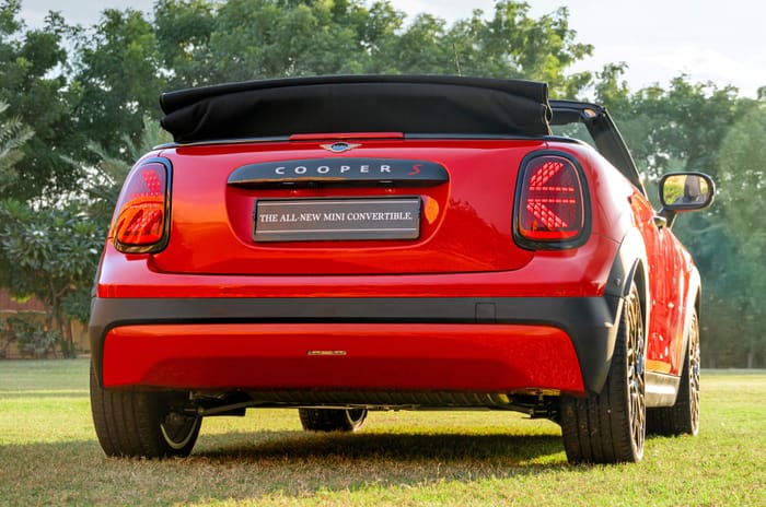 Mini Convertible rear right side top down