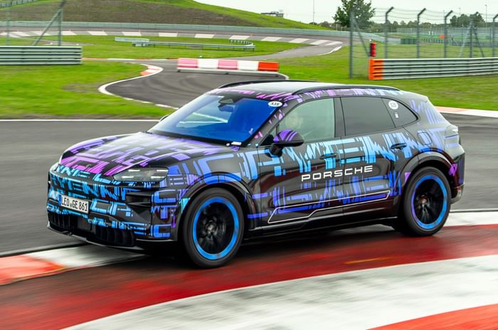 Porsche Cayenne Electric side on a corner at the track