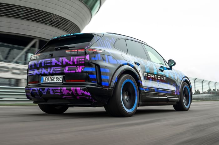 Porsche Cayenne Electric rear right side on track