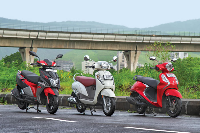 Yamaha Fascino vs Suzuki Access vs TVS Ntorq comparison