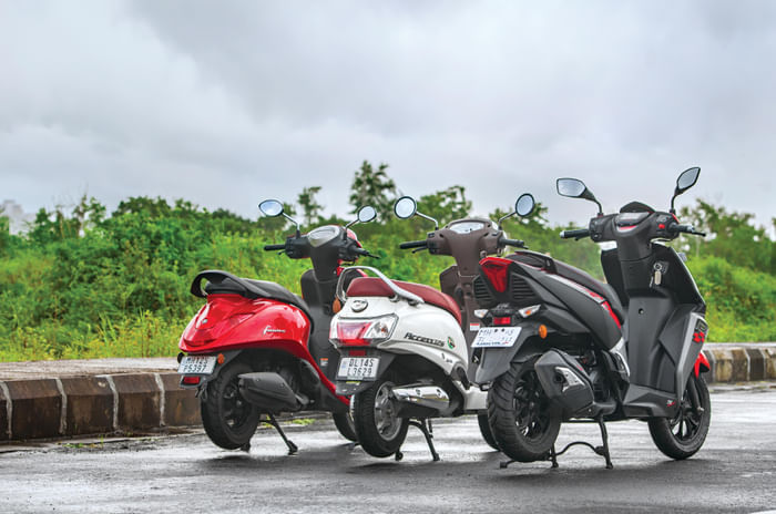 Yamaha Fascino vs Suzuki Access vs TVS Ntorq comparison