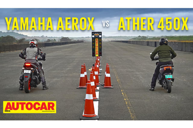 Yamaha Aerox 155 vs Ather 450X drag race video 