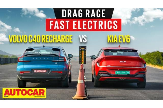 Volvo C40 Recharge vs Kia EV6 drag race video