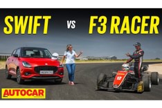 Maruti Swift vs F3 car on a race track video