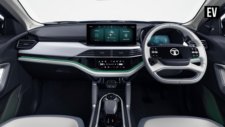 Tata Harrier EV interior in studio